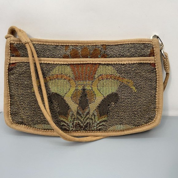 Carpet Bags Of America Handbags - Vintage Carpet Bags Of America Shoulder Purse Zip Top Knit Boho Birds Tan Beige